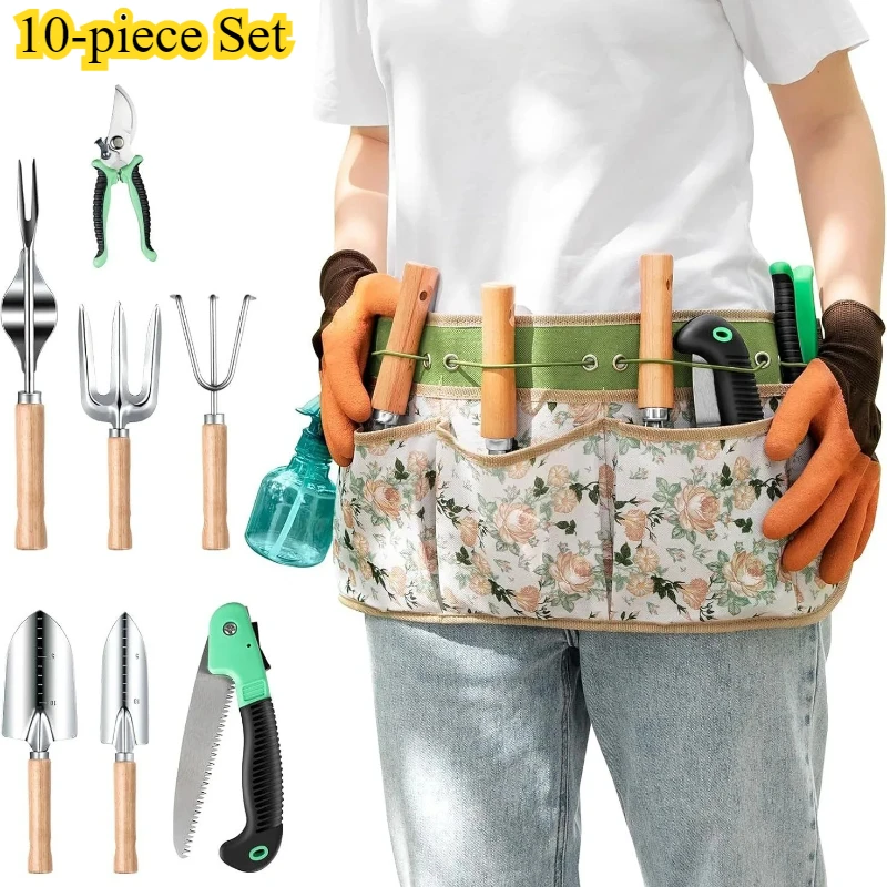 

10-piece Set Thickened Watering Can Pruning Shears Weeder Hand Rake Shovel Combination Set,Stainless Steel Gardening Tool