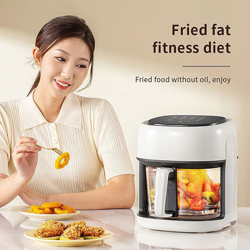 4.5L High Borosilicate Glass Air Fryer Smart Color Screen Auto Shut Off Multifunctional Electric Fryer