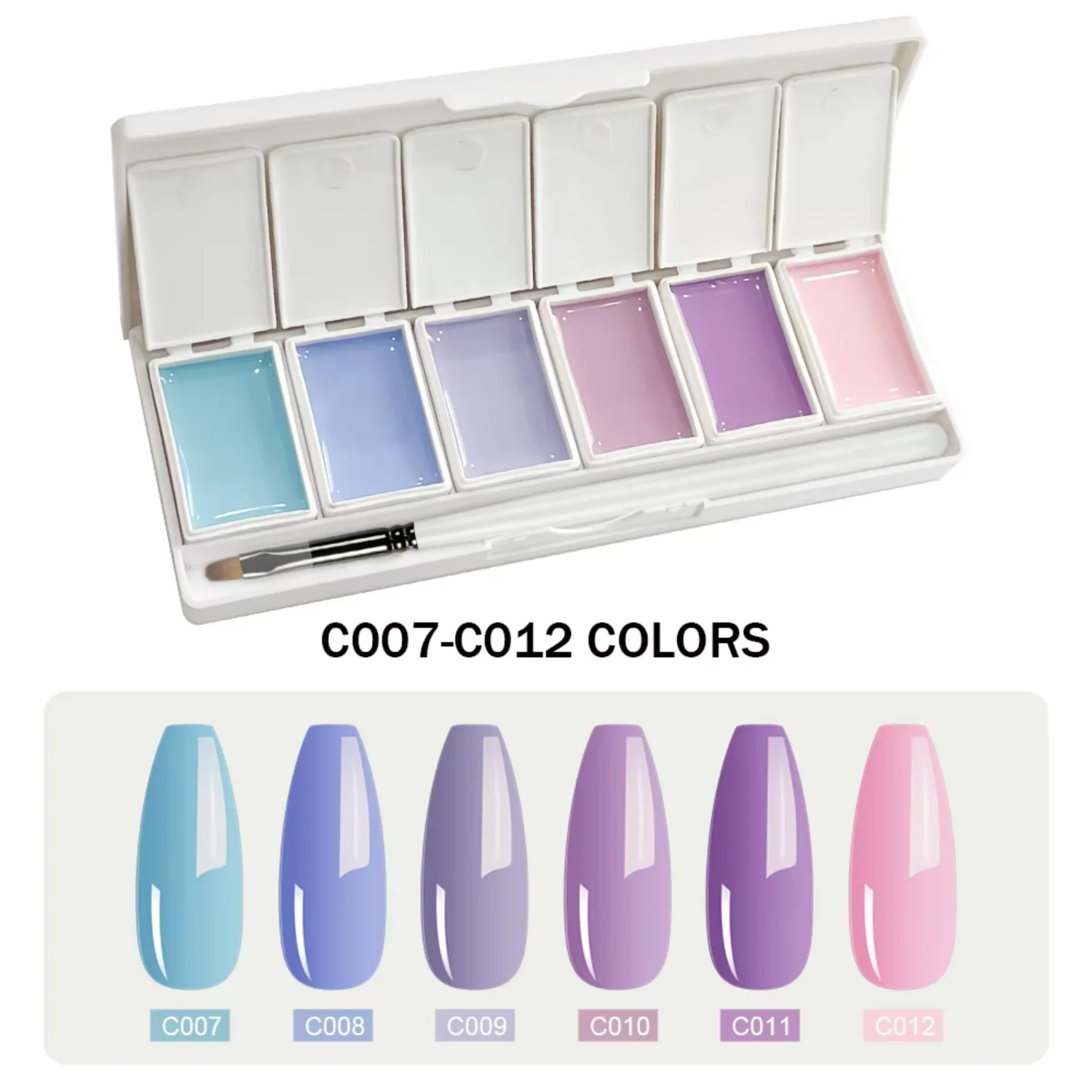 6-kleuren Solid Gel Nagellak Palette UV LED Losweken UV Solid Cream Gel Nagellak