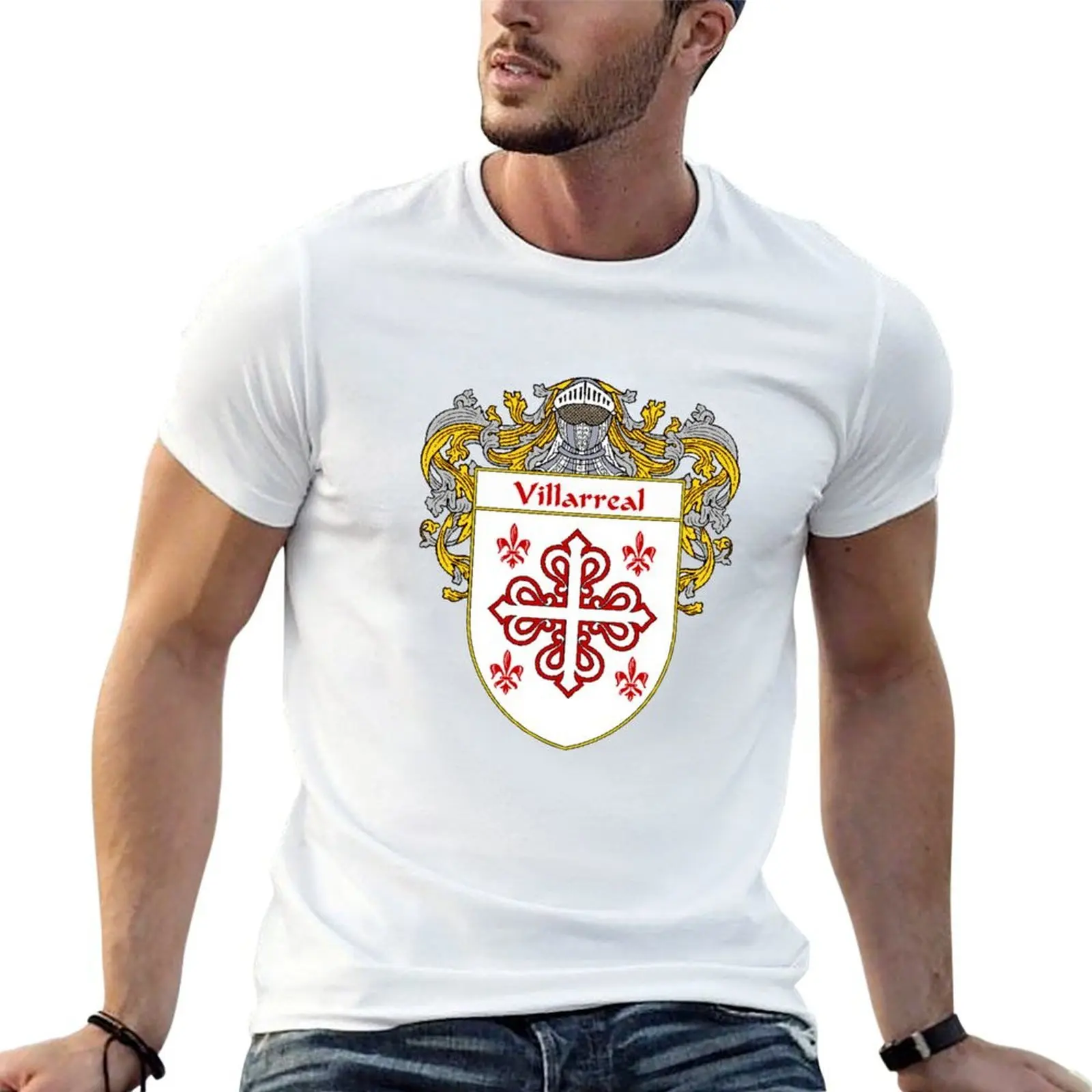 

Villarreal Coat of Arms/Family Crest T-Shirt man graphic t shirt anime t shirts for man T-Shirt