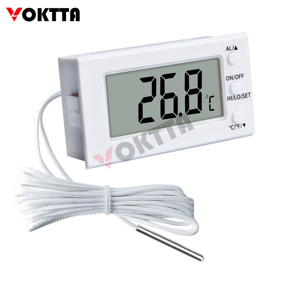 

-50~300℃ Embedded Digital Display Thermometer LCD Display Electronic Thermometer (With Probe) for Fish Tank Aquarium Incubator