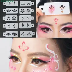 Plantilla de tatuaje temporal de flores huecas, moldes de dibujo, plantilla de maquillaje facial, suministros de diario DIY, decoración Hanfu, mujeres y niños