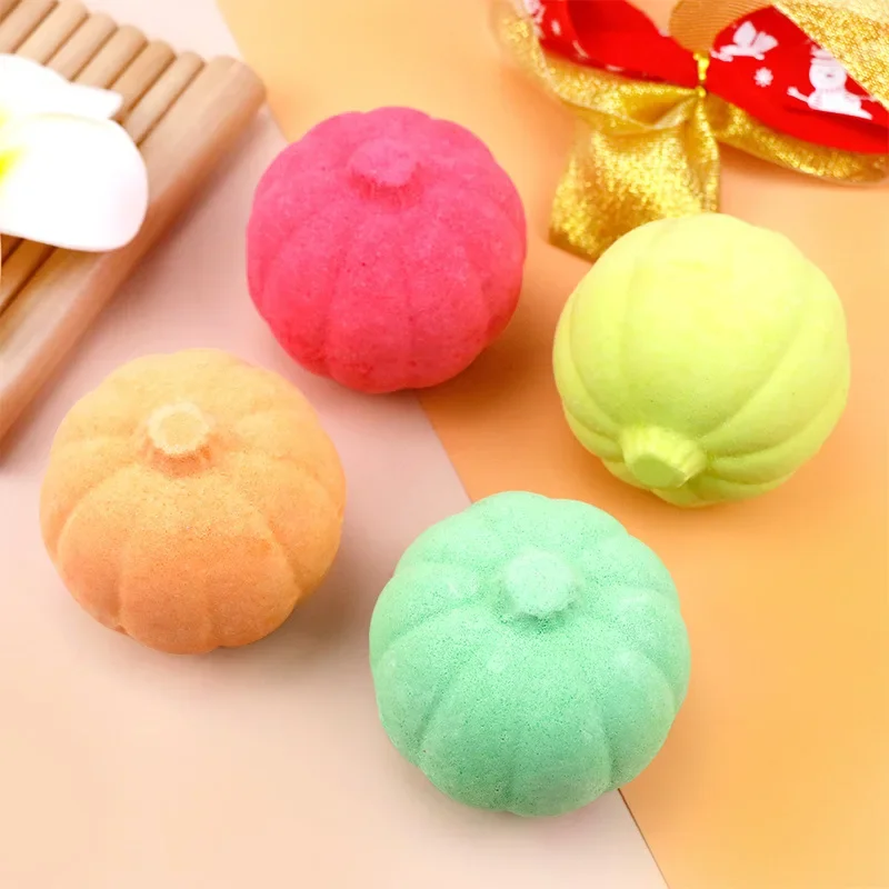 Women's Halloween Pumpkin Bath Salt Balls Moisturizing Bathtub Bubble Bath Balls Bubble Pop Essential Oil Toys Bath Ball Set