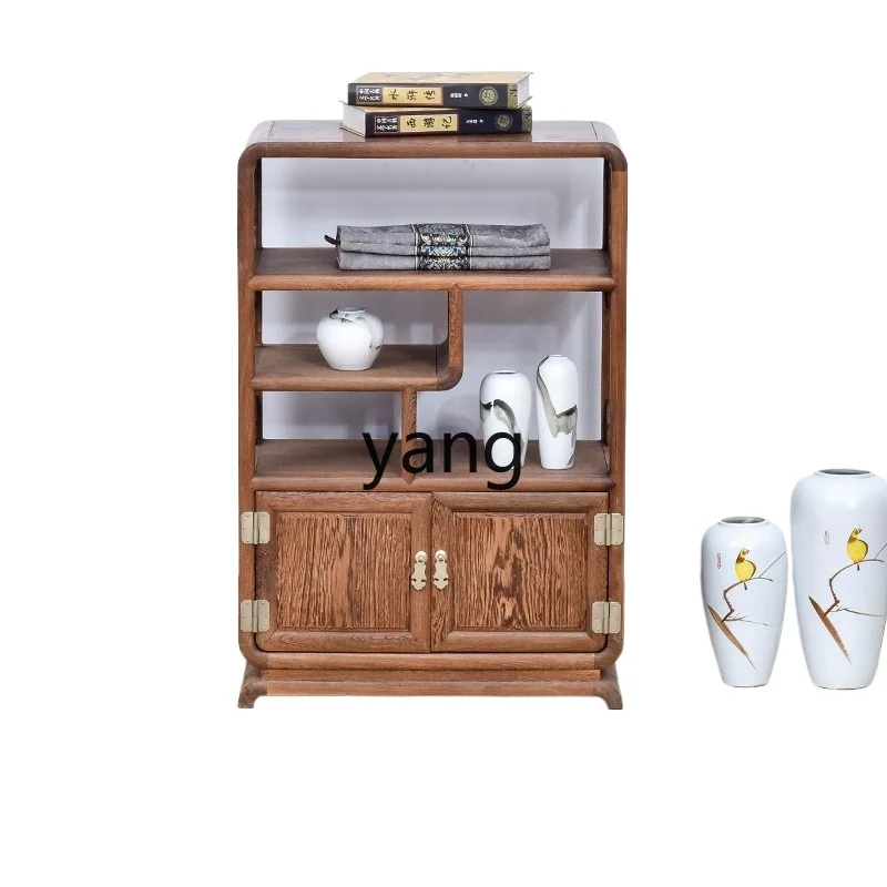 

TGF household mahogany chicken wing wood tea cabinet new Chinese multi-functional solid wood living room tea cabinet