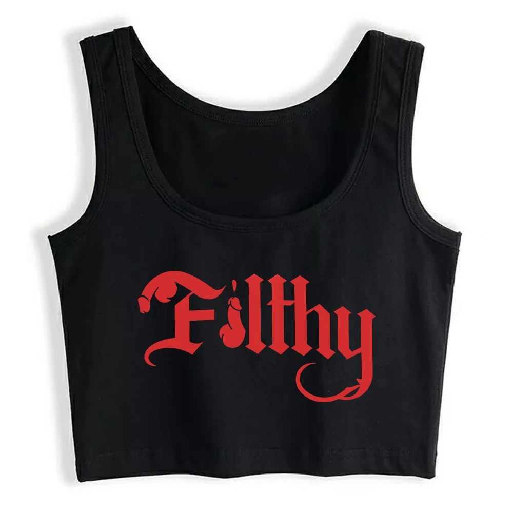 Red Filthy Graphics Cotton Sexy Slim Fit Crop Top Hotwife Funny Flirting Tank Top Swinger Playful Lifestyle Camisole