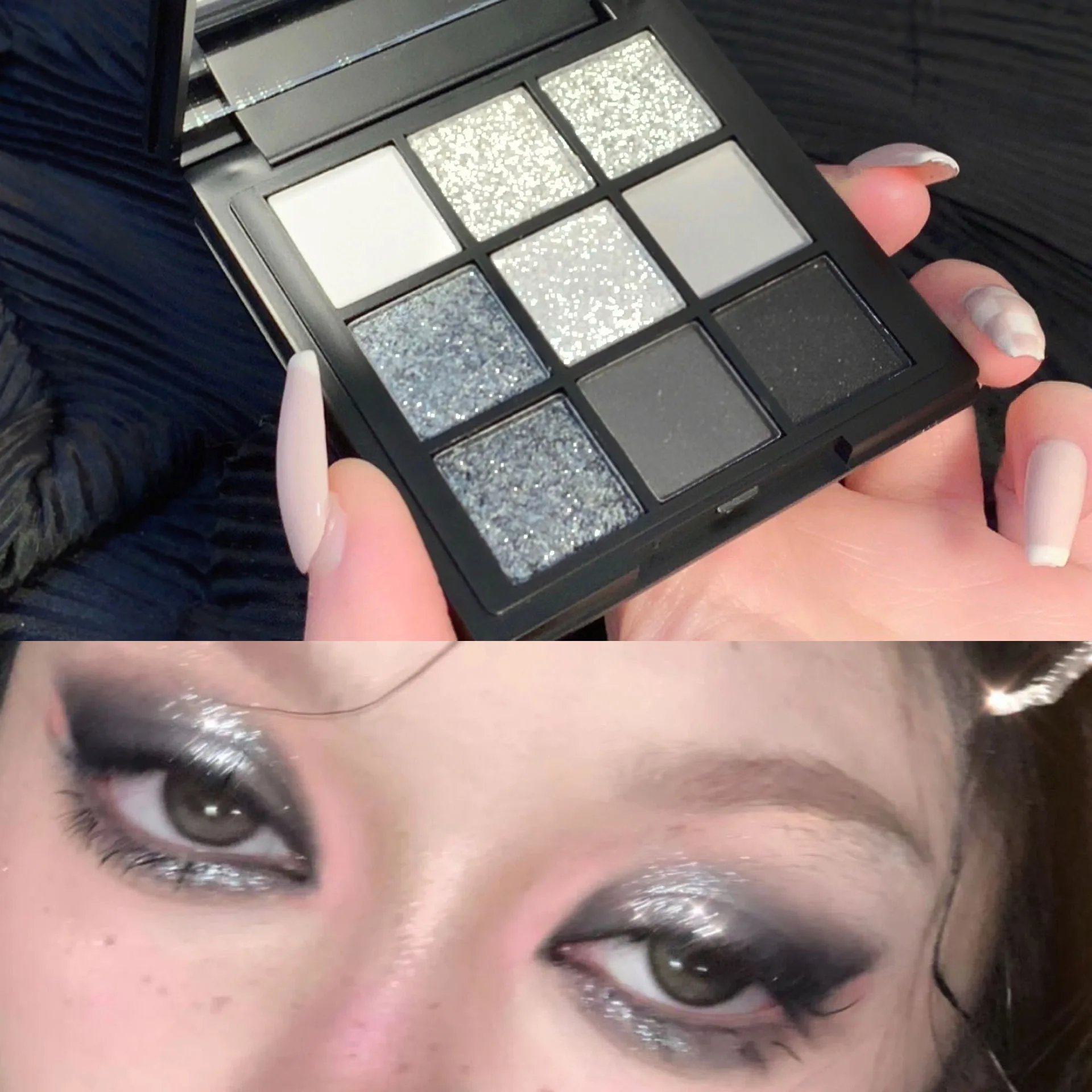 9 couleurs Smokey Shimmer fard à paupières mat paillettes Palette paillettes ombre à paupières Palette de maquillage Cool tonifié gris noir pigment pour les yeux Palett