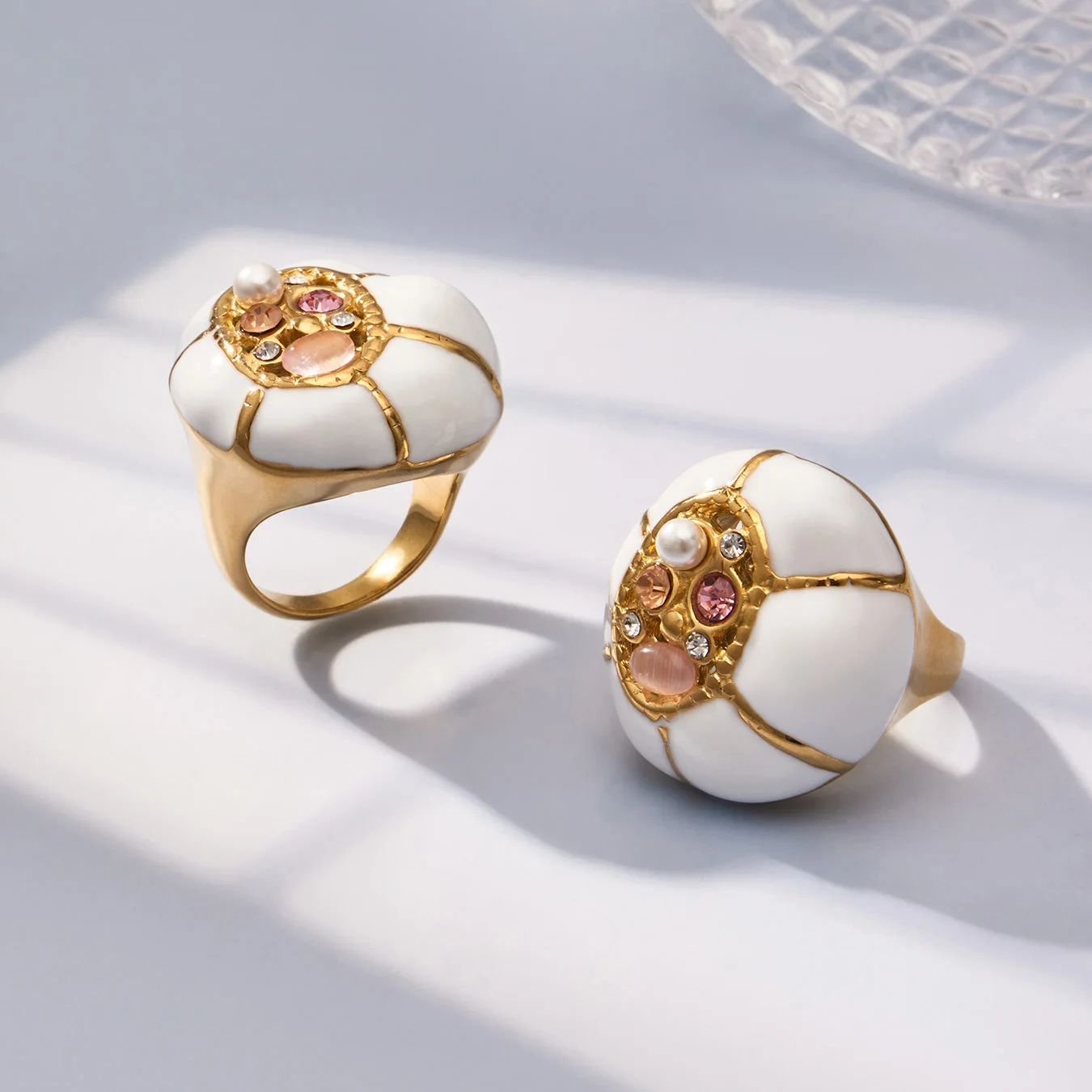 Nivora weiße farbige Glasur-Zirkonia-Ringe für Damen, Edelstahl, wasserdicht, Vintage-Ringe, Hochzeitsschmuck, Großhandel – Detail 11