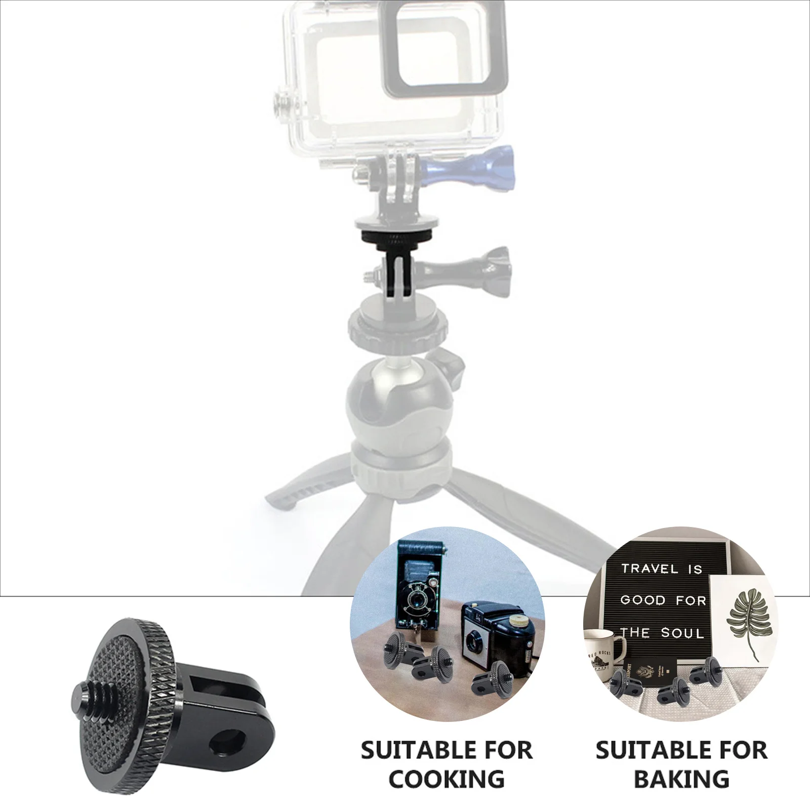 

2pcs Tripod Mount Adapter 1/4 Inch 20 Threaded Screw For Action Camera Aluminum Alloy Camera Accessories Mount For Tripod