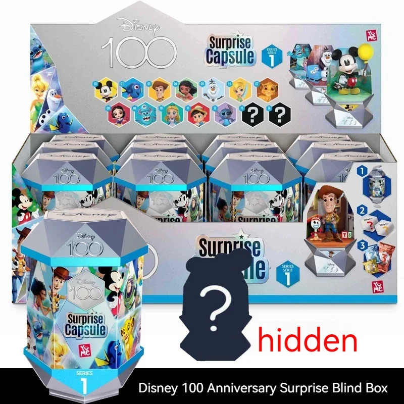 Original Disney 100th Aniversary Anime Blind Box Figure Mickey Disney Princess Figures Kawaii Pvc Christmas Gift For Kids Toys