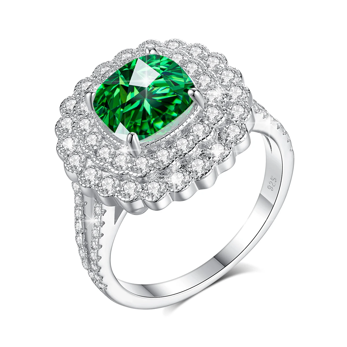 Große Moissanit-Diamantringe für Frauen, 925 Sterling Silber Halo-Ehering, Edle Schmuckverpackung mit GRA-Zertifikat – Detail 13