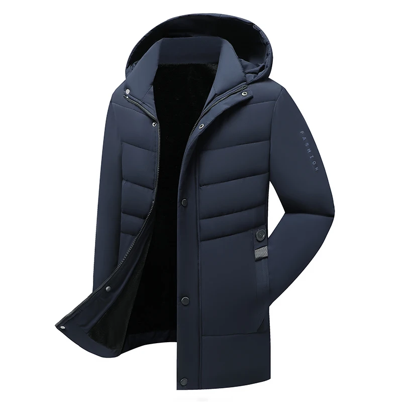 Inverno homem simplicidade à prova de vento sólido parkas novos assuntos de negócios espessamento chapéu removível jaquetas moda manter quente casaco de lã