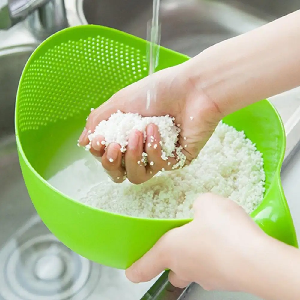 Screening Filtration Rice Colander Food-grade Rice Washing Basin with Handle Quick Drain Strainer for Fruits Vegetables for Easy