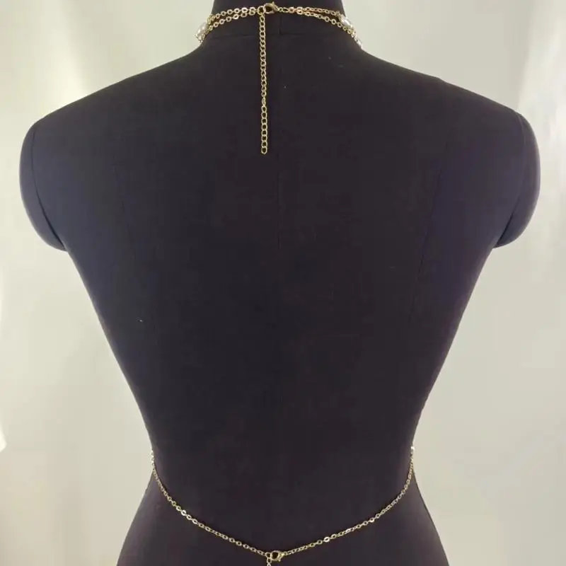

39BD Sophisticated Multilayer Body Chain Necklace Collar Body Decoration For Women Pageant Prom Club Photo Props