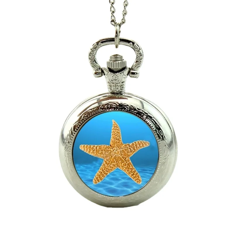 Genshin Impact Flip Cover Pocket Watch Retro Personality Student Cabochon Pendants Necklace Watch Men Women Fashion Pocket Watch