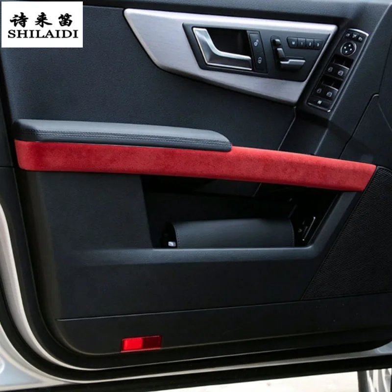 Suede leather For Mercedes Benz GLK X204 2008-2012 Car Door sill armrest horizontal trim AC Keyhole Start Co-pilot Gear Sticker