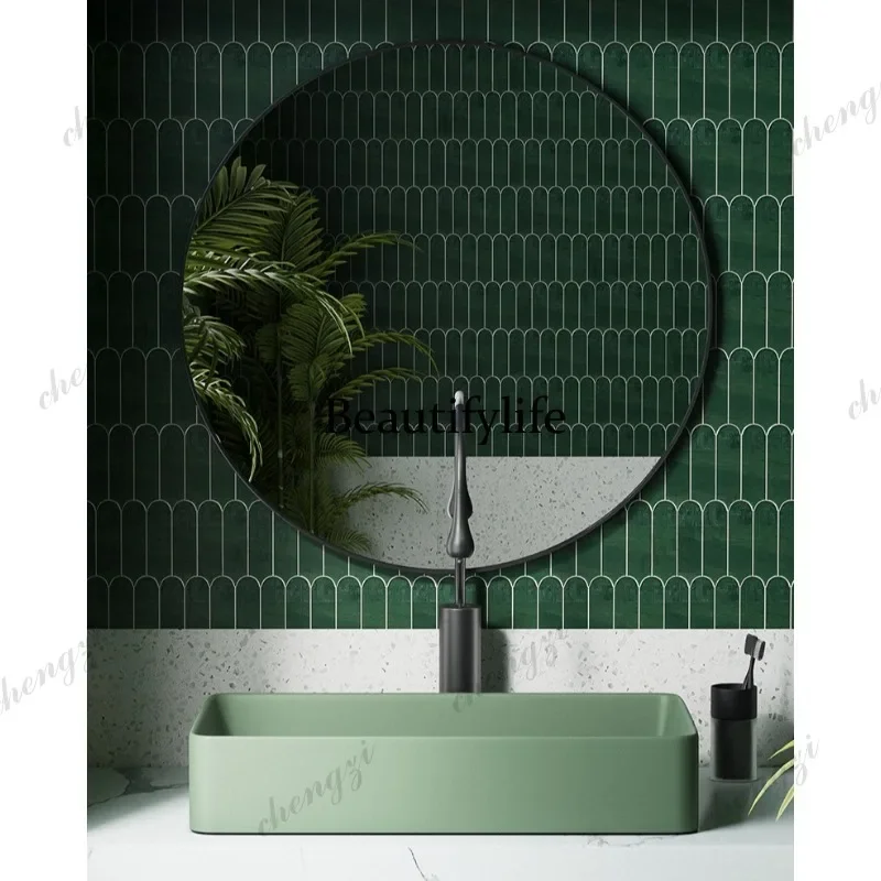 A Side sink upper basin, household washbasin, balcony washing machine, left and right deepened basins