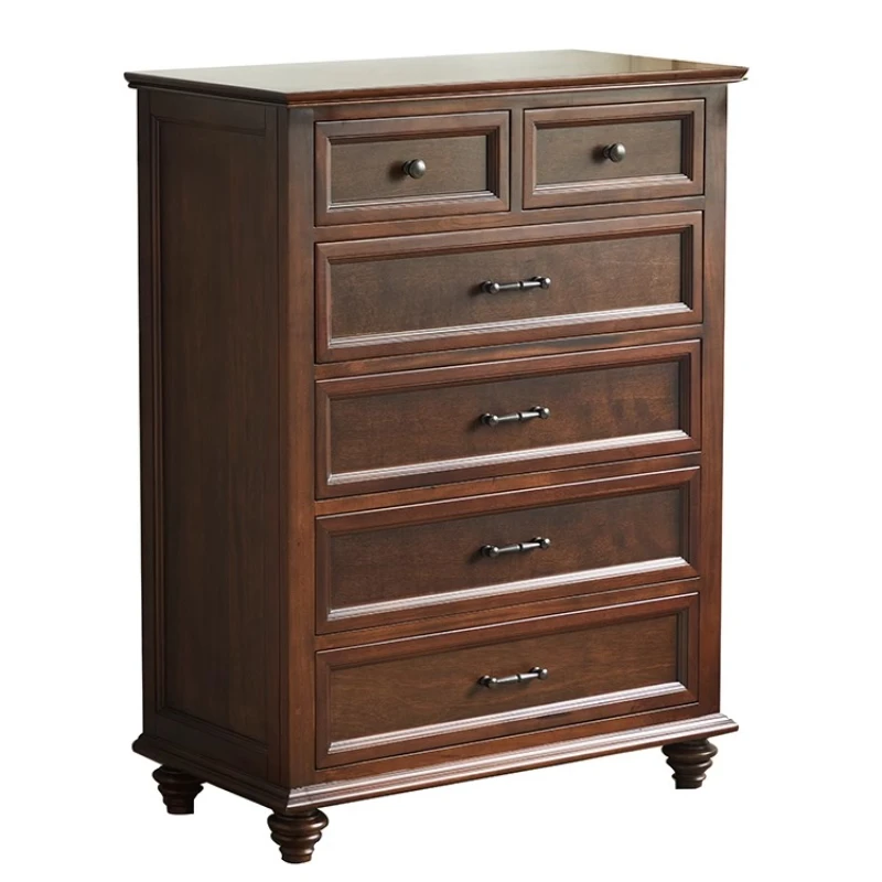 

Simple American walnut all solid wood high bucket cabinet American rural six bucket cabinet living room locker
