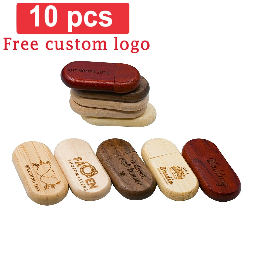 10pcs/lot USB 2.0 Wooden Usb with Box USB Flash Drive Pendrive 4GB 8GB 16GB 32GB 64GB Memory Stick for Gift (Free Custom LOGO)