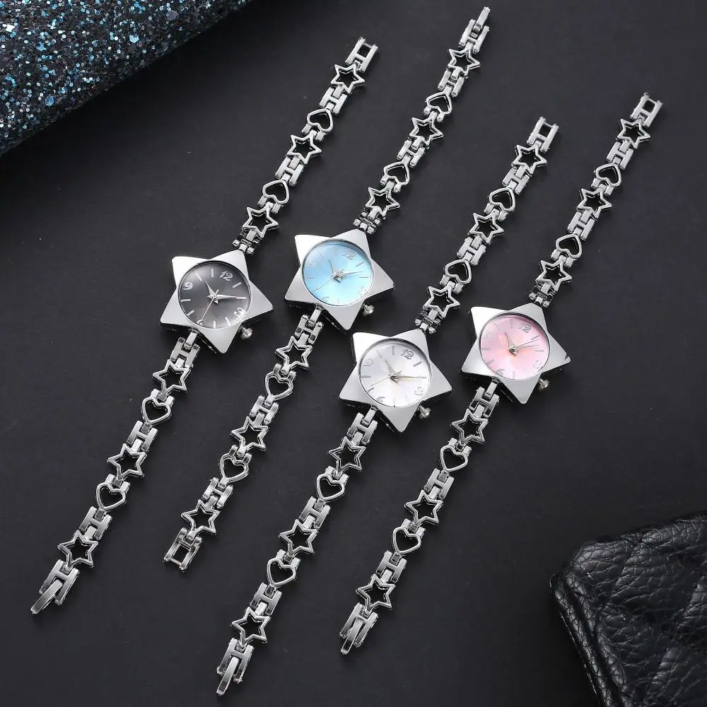 Luxury Zinc Alloy Star Watch Y2k Charm Wristwatch Star Shape Bracelet Gold Silver Simple Chain Watches Decoration