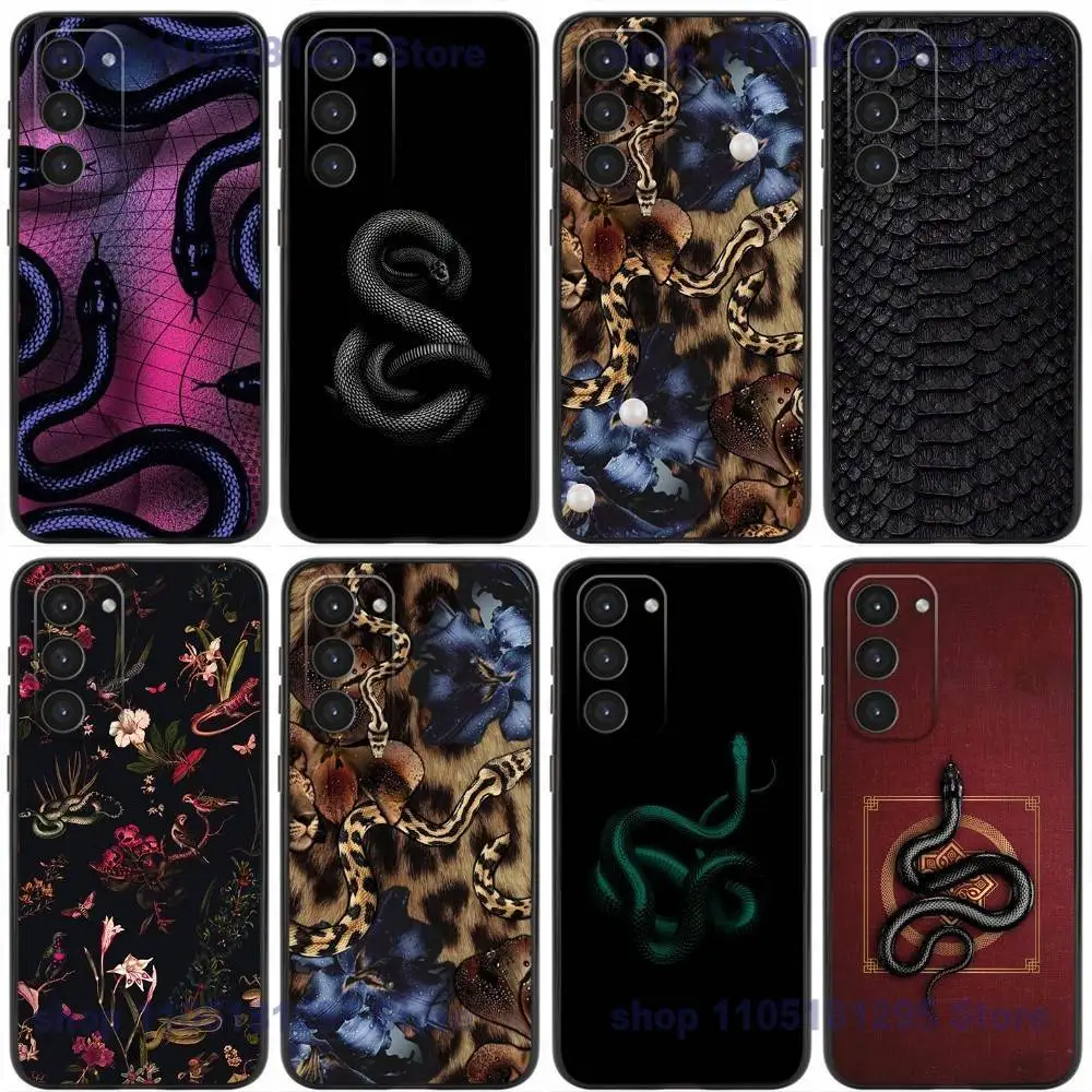 

Leopard and Snake Print Phone Case For Samsung Galaxy A32,21s,22,31,52,53,72,73,Note20,8,9,10 Soft Silicone Black Cover