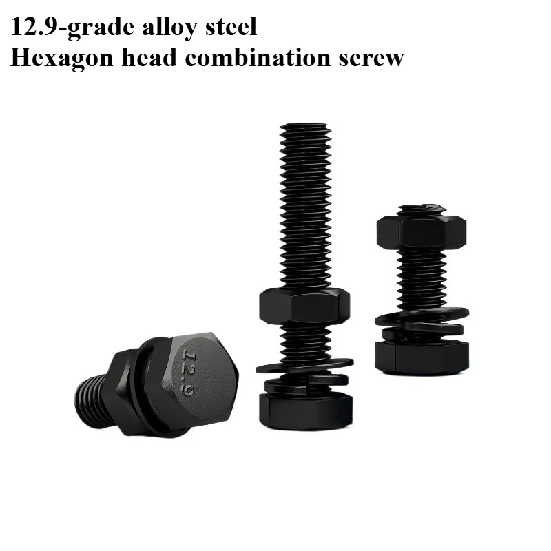 

12.9 Grade Carbon Steel Hex Head Bolt Nut Washer Set , High Strength Bolt Combination Screw M5M6M8
