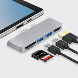 5-in-1 USB Hub 3.0 Docking Station for Microsoft Surface Pro 7 to USB3.0 Port SD/TF Card Reader Adapter