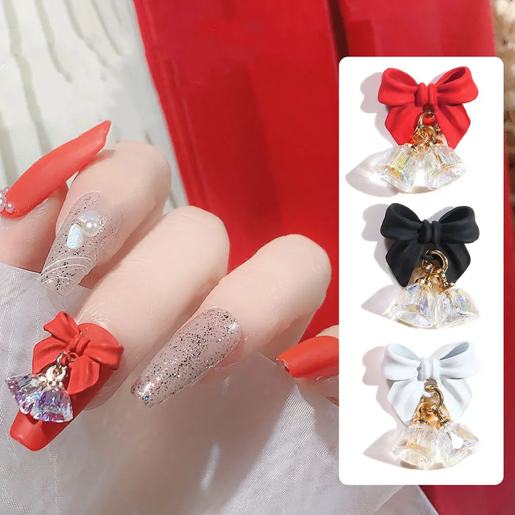 

6pcs Butterfly Crystal Pendant Bow Nail Decors Manicure DIY Decor Art Accessory Three Dimensional Alloy High Grade Material