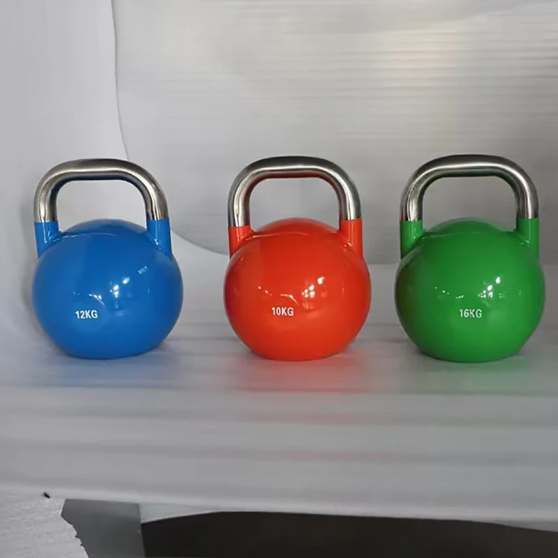 جرس Kettlebell من الحديد الزهر عالي الجودة لأداة تدريب التمارين الرياضية المصنوعة من الفولاذ الملون لرفع الأثقال للمنافسة #2