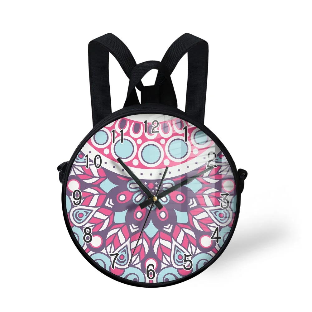 

FBCFWMWL Mandala Printing Circular Shoulder Bags For Boys Girls Backpack Fashion Round Messenger Pack Women Circle Crossbody Bag