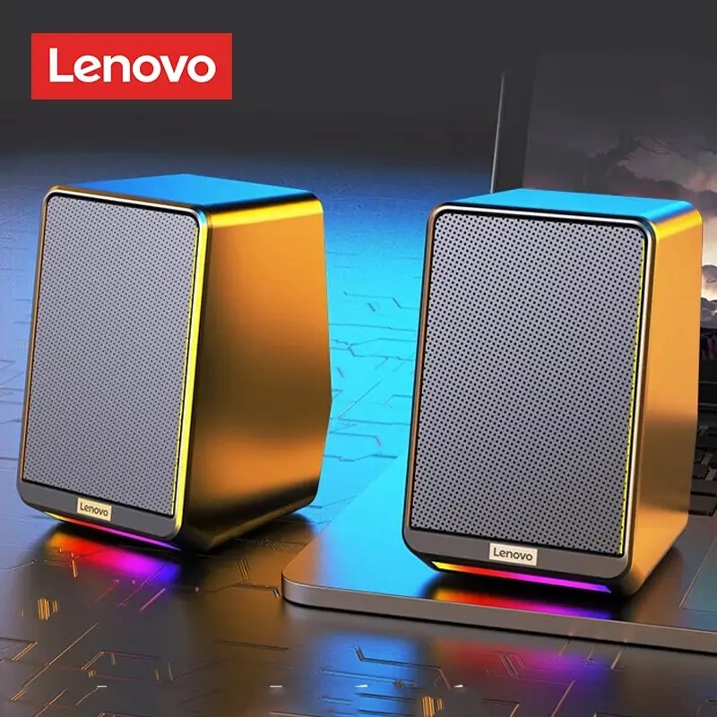 Lenovo TS38 Wired Desktop Speakers 3.5mm USB Stereo Surround Music RGB Gaming Speakers Sound Bar for Computer PC Loudspeakers