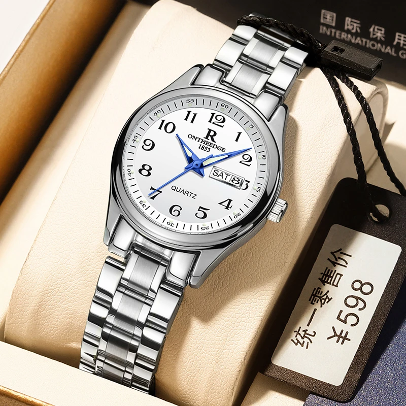 Jam Tangan Elegan Mewah untuk Wanita Jam Tangan Wanita Modis Tanggal Bercahaya Tahan Air Jam Tangan Kuarsa Baja Tahan Karat Jam Tangan Wanita Reloj Anak Perempuan