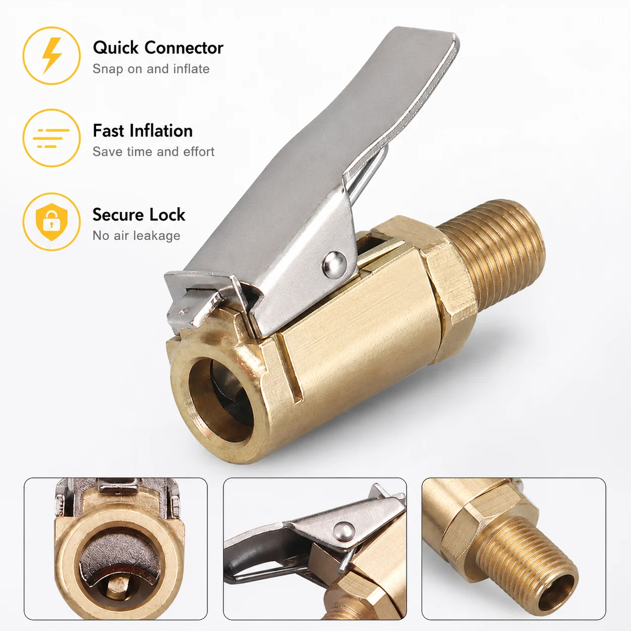 Tire Pump Nozzle, Quick Connector Air Pump Thread Adapter, Car Tire Inflator Compressor Valve Adapter for Auto Tire Inflation