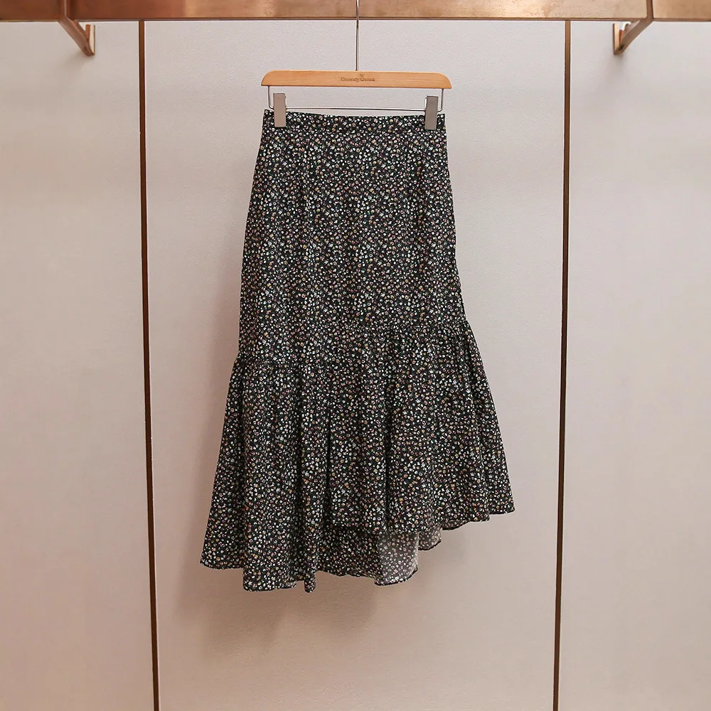 

Юбка А-силуэта с высокой талией и цветочным принтом, асимметричная, свободного кроя, из полиэстера, для пар, для активного отдыха