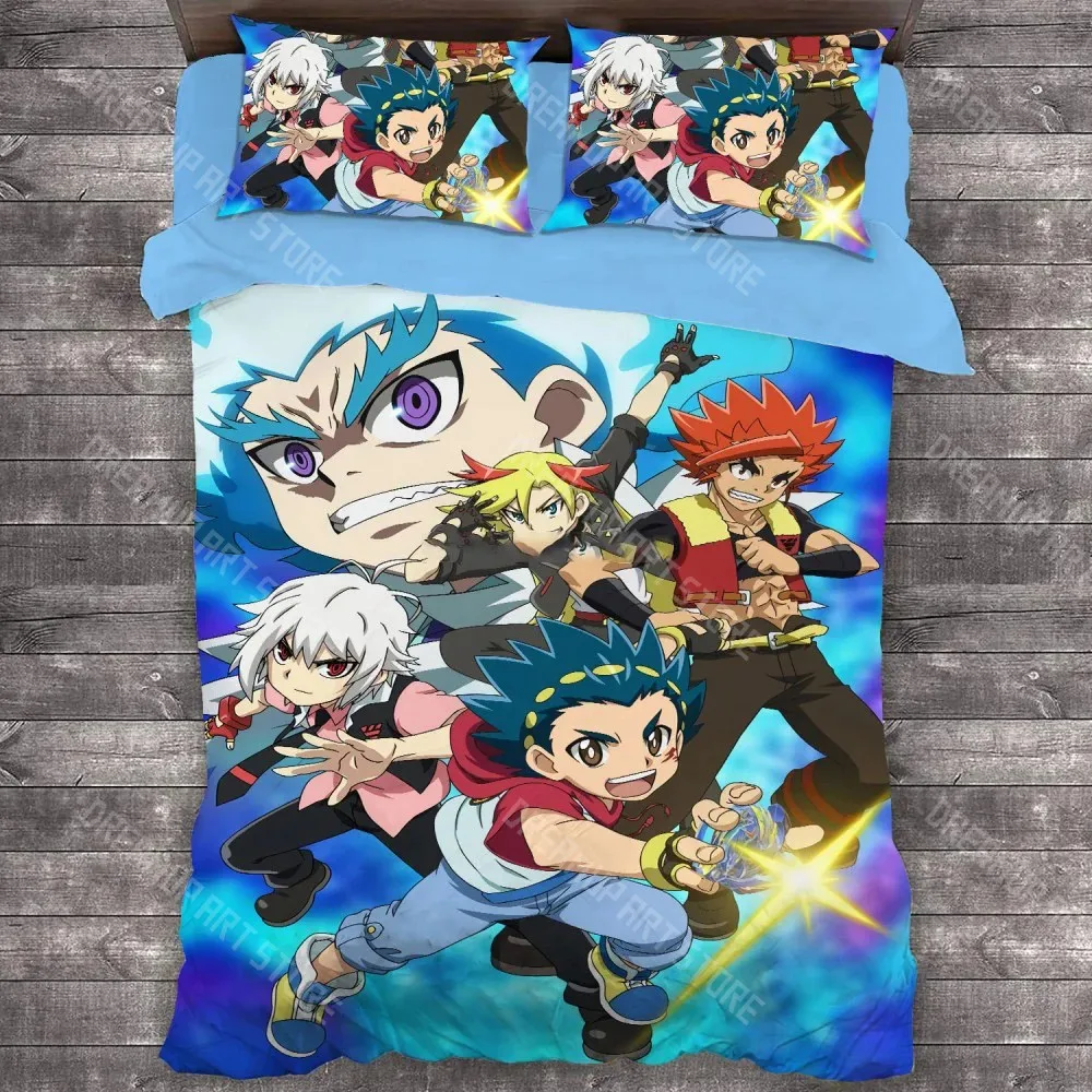 3D Printed B-Beyblade Anime B-Bursts Bedding Set for Boys Girls Duvet Cover Pillowcase Twin Queen King Full Single Double Sizes