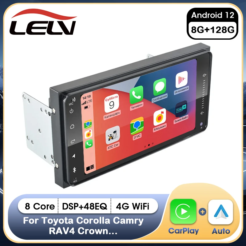 

Lelv Android 11 Wireless Carplay Android auto Car Radio for Toyota Corolla Camry Vios Crown RAV4 GPS multimedia player 2din DSP