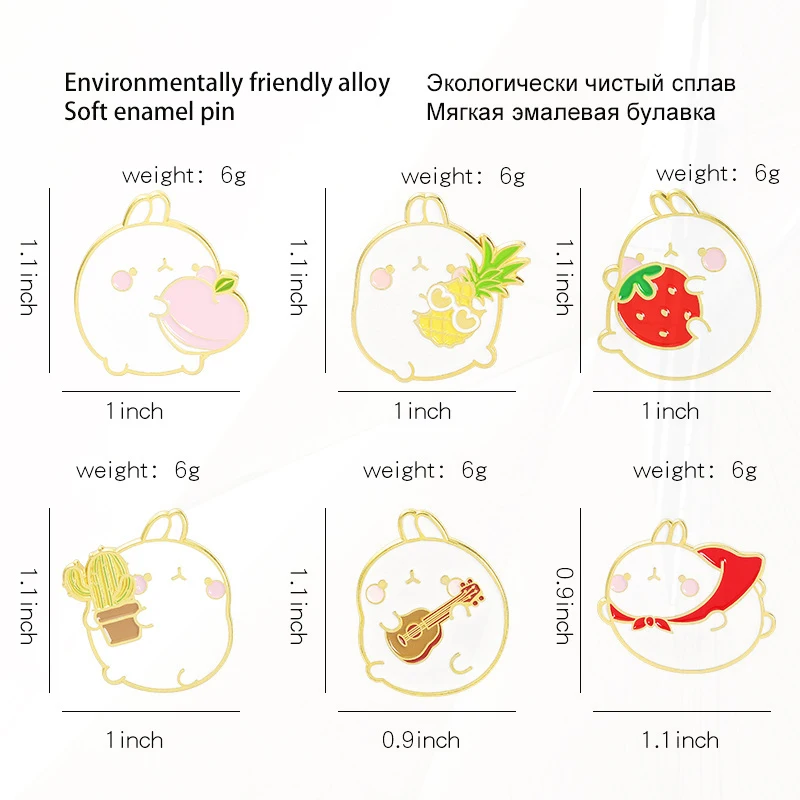 Królik aluminiowe dodatki odzieżowe przypinka do plecaka przypinki na klapę kreatywna kreskówka Pinseapple królik przypinka śliczna gra na gitarze