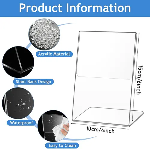 Imagen 2 del producto Soporte de exhibición de escritorio de 18 piezas de 4 × 6 pulgadas con marco acrílico, adecuado para bodas, oficinas, restaurantes y otros lugares.