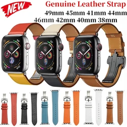 Genuine Leather Strap For Apple Watch Band 49mm 45mm 44mm 42mm 41mm 40mm 46mm Wristband Correa iWatch Ultra 10 9 8 7 6 5 4 Belt