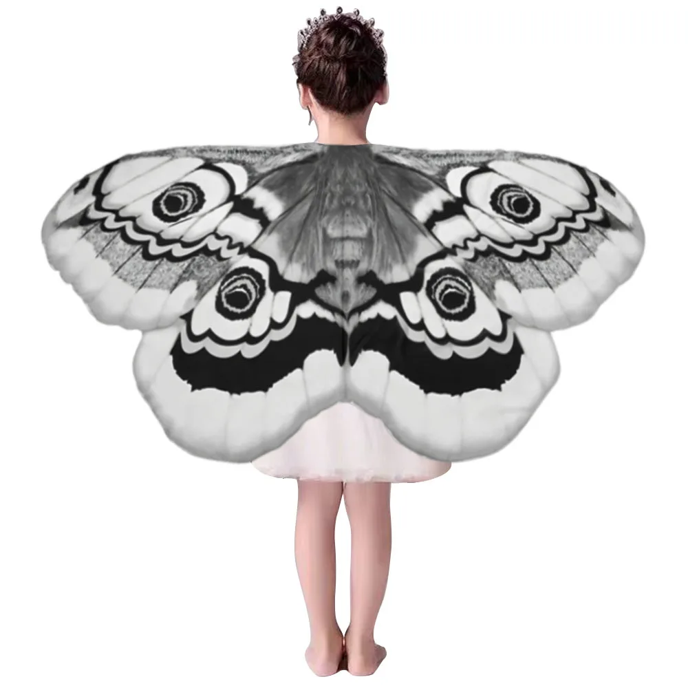 Kids Moth Wings Cape  Butterfly Costume Girl Dress Up Halloween Costumes Dancing Props Cosplay Accessory view 3