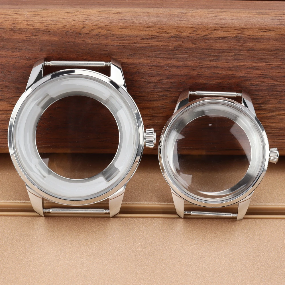 33MM/40MM Polished Watch Case Glass Bottom Cover For Cocktail NH35 NH36 NH38 4R36 Movt Stainless Steel Waterproof Fashion Parts