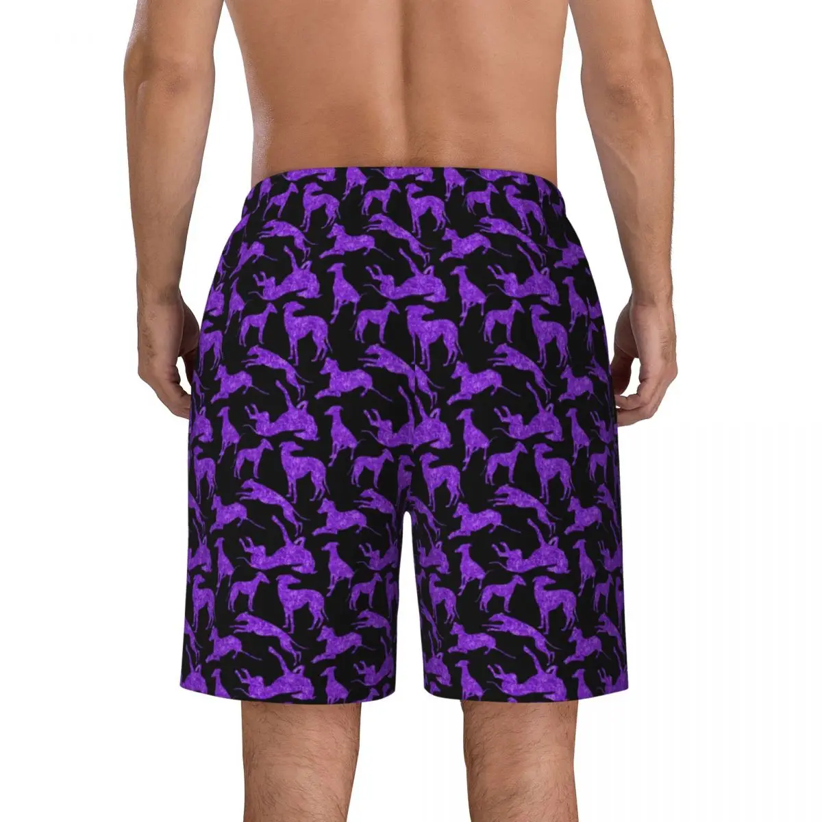 Purple Animal Silhouette Board Shorts Summer Greyhounds Print Hawaii Beach Short Pants Men Running Surf Comfortable Beach Trunks