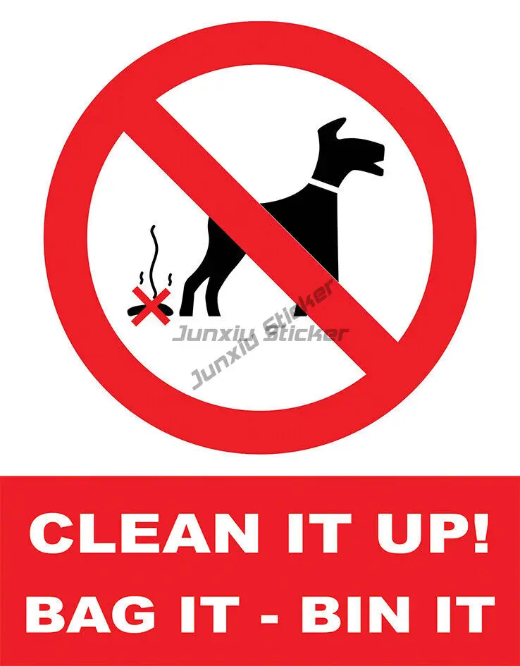 Sign Adhesive Sticker Notice Dog Waste Bin Dog Foul Clean It Up Dog Poo Warning Caution Sign Self Adhesive Sticker