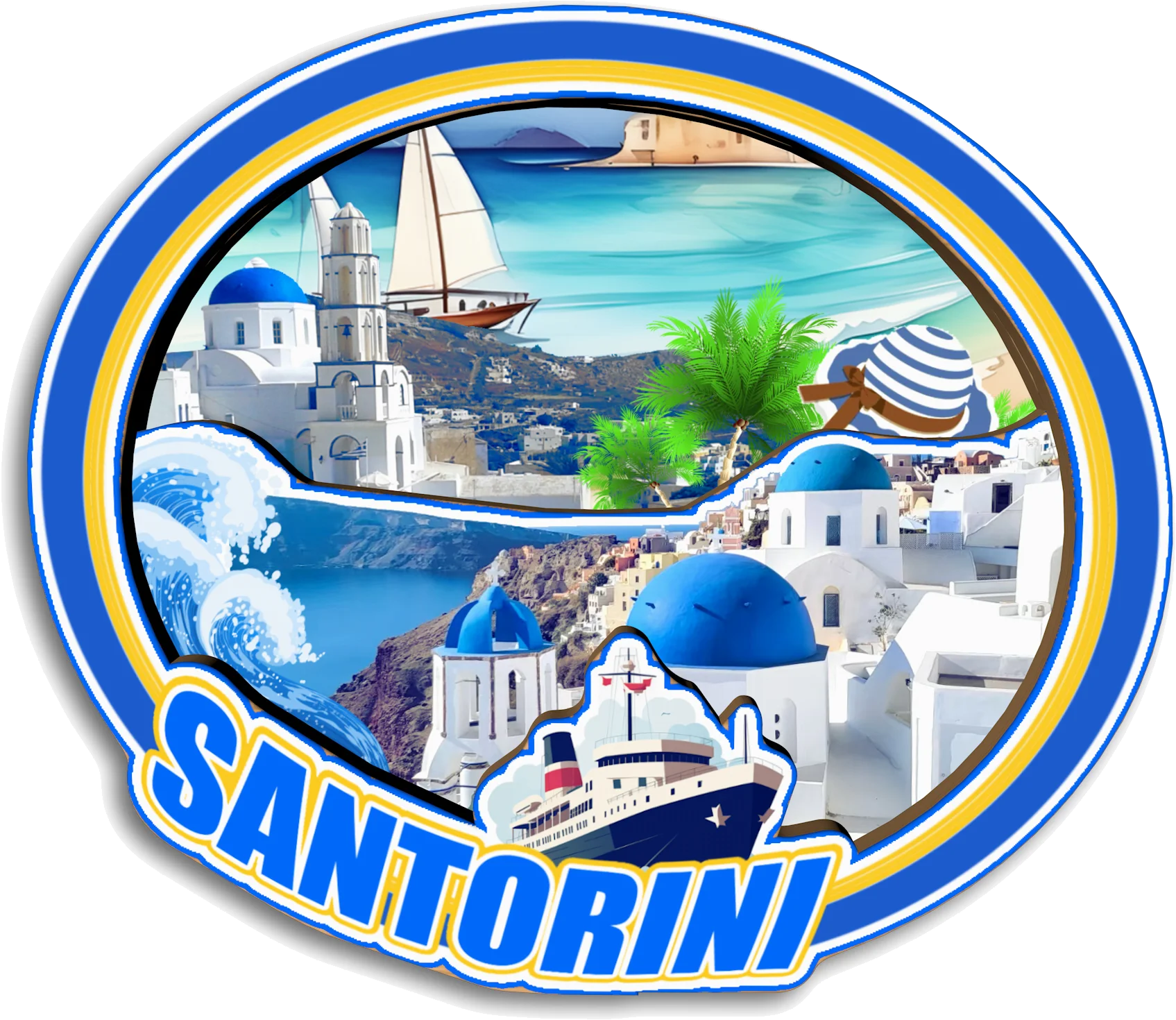 سانتوريني ميكونوس رودس هالكيديكي كريت يونان مغناطيس الثلاجة هدية تذكارية للسفر مصنوعة يدويًا