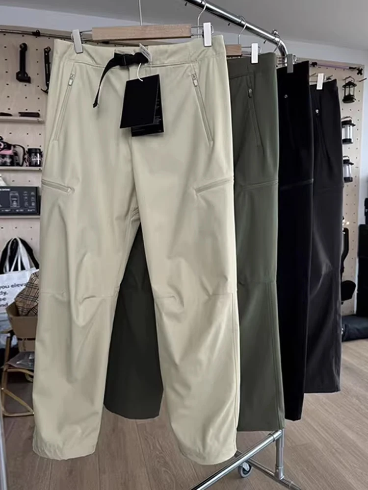 بنطلون تسلق جبال للرجال مقاوم للماء والرياح من النايلون الناعم بلون الكاكي، بنطلون للمشي لمسافات طويلة وتسلق الجبال، بنطلون ع... #4