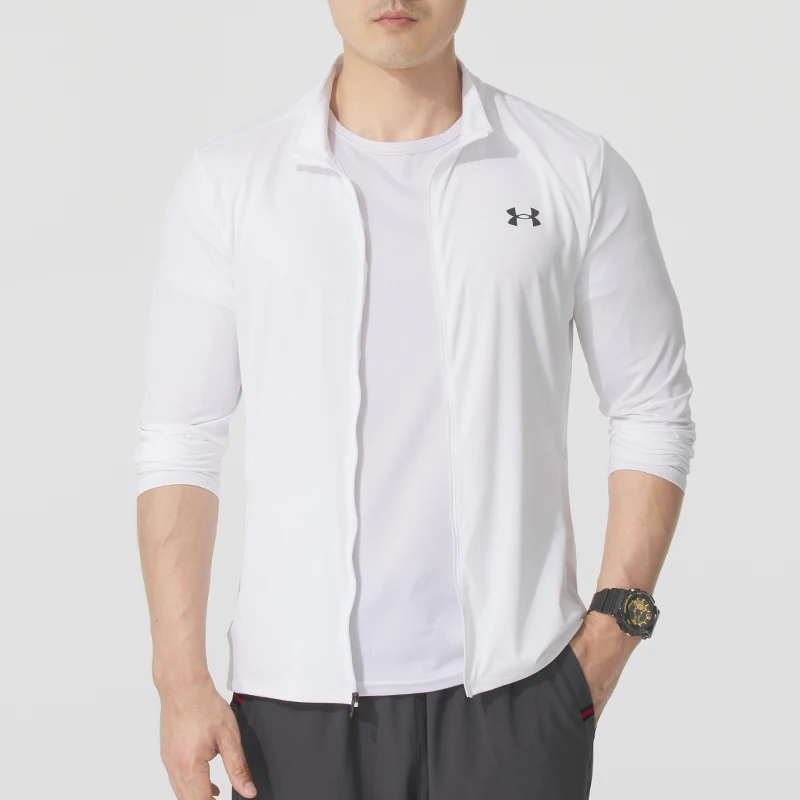 

Мужская тонкая спортивная одежда Underarmour для бега, фитнеса и тренировок, удобная дышащая повседневная куртка 1390051-100