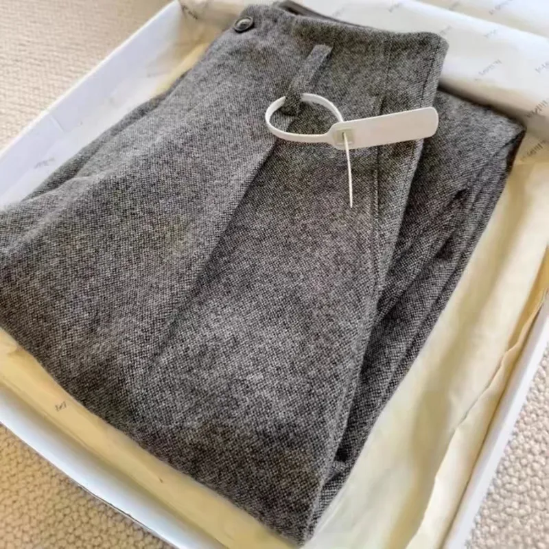 Pantalon faucille en laine à la mode 2025 hiver Chic chaud laine décontracté ample polyvalent élégant pantalon