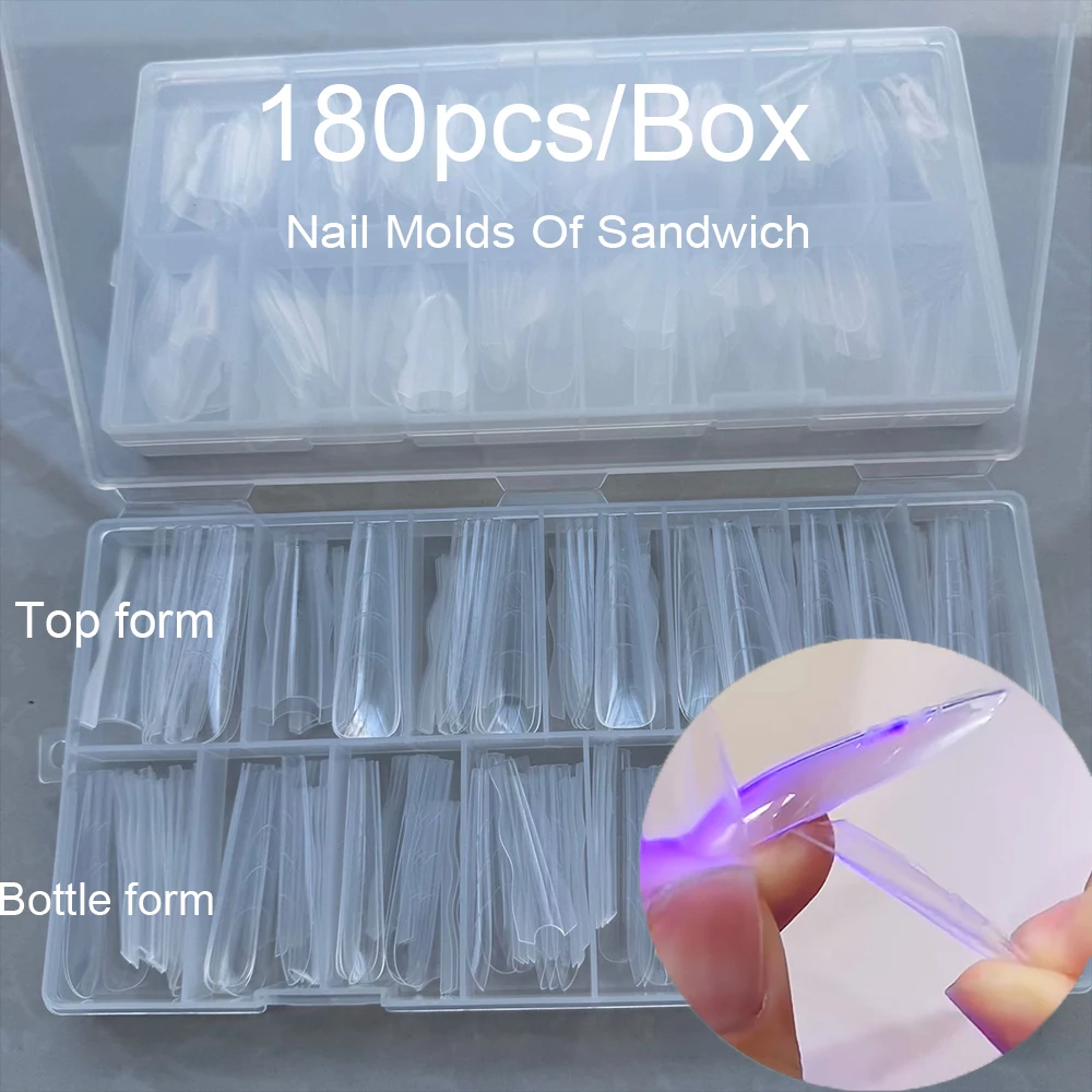 

﻿﻿240pcs/Box 2025 New Nail Molds Of Sandwich Design,transparent Rapid Extension Paperless Tray For Ellipse Trapezoid Build Molds