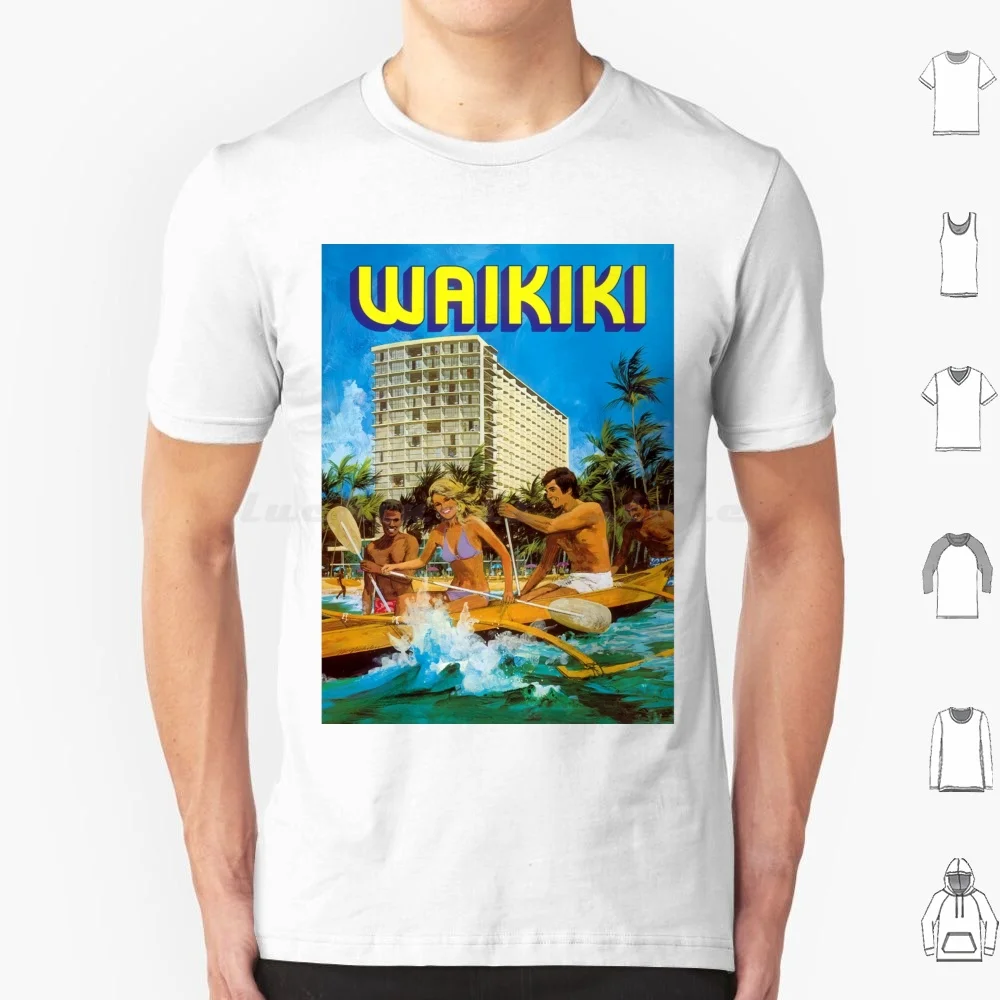 Jane And Friend Row A Boat On Beach Poster T Shirt Big Size 100% Cotton Holiday Summer Hawaii Gedhank Travel Waikiki New Normal