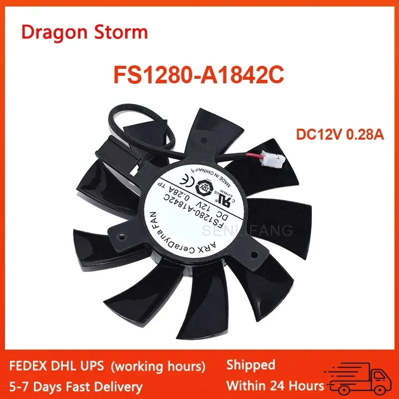 

Good Quality For ARX FS1280-A1842C DC12V 0.28A Dia. 75MM C.T.C 40MM Two-Wire Server Frameless Video Card Fan