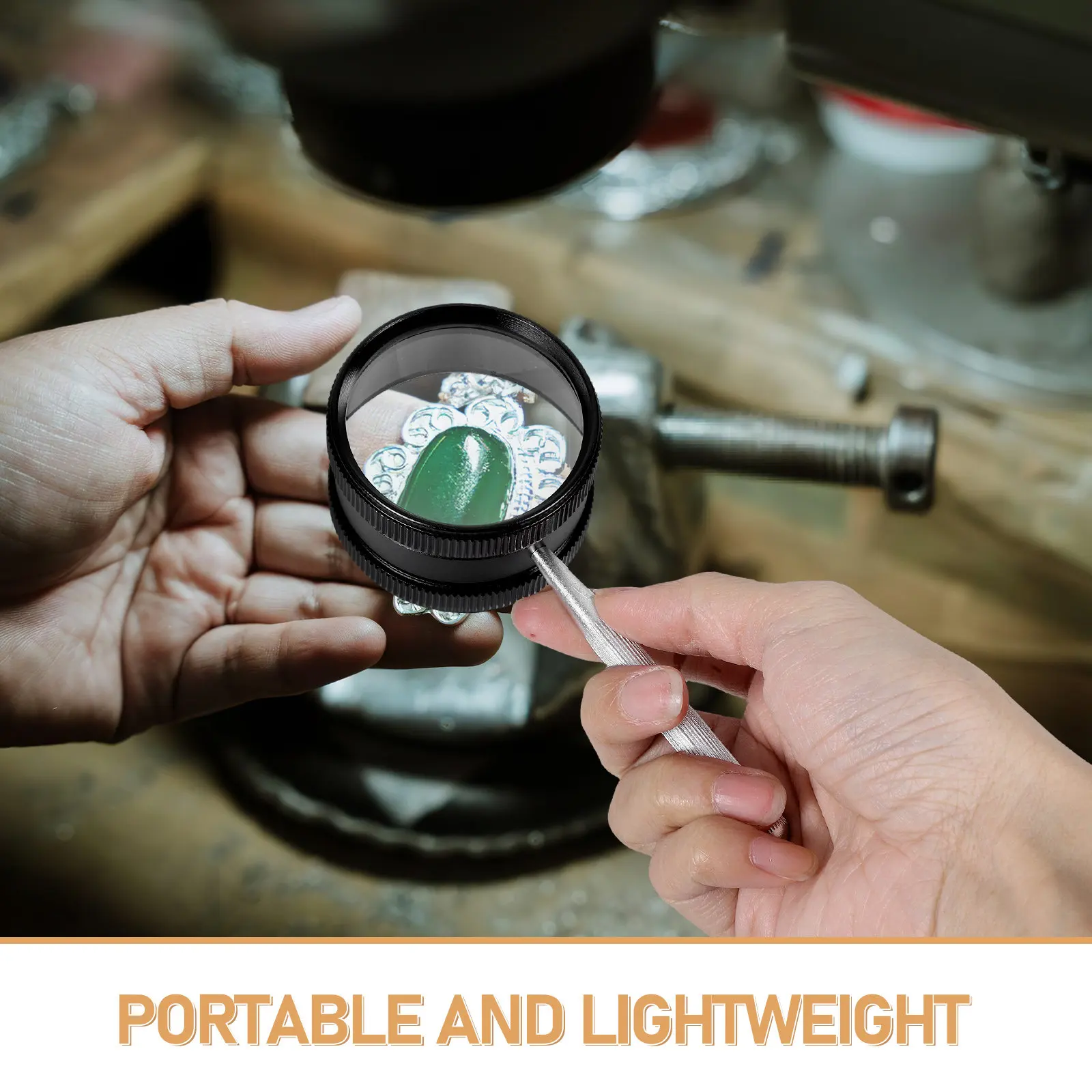 35X Portable Jewelry Loupe Magnifier with Zinc Alloy Frame for Watch Repair, Gemstone Inspection & Jewelry Identification